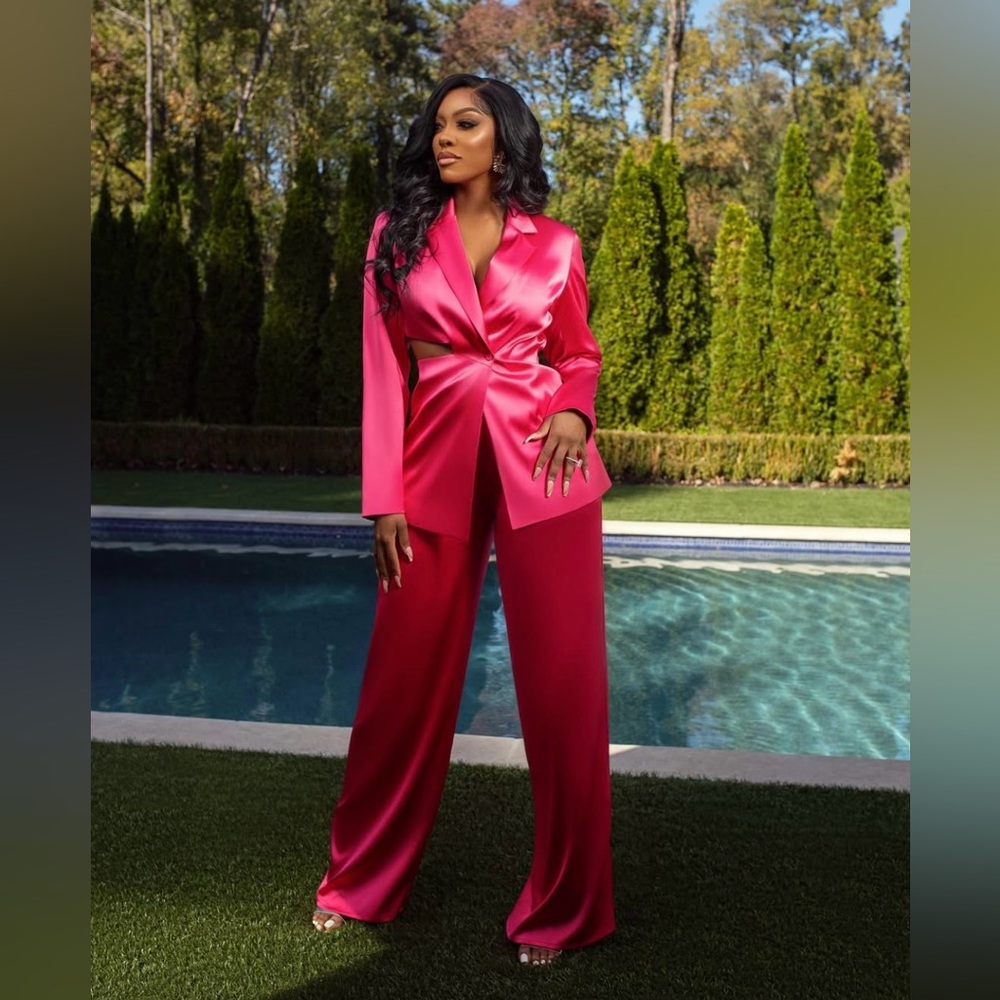 Women's Porsha Williams The Drop Pants Size S Hot Pink Drawstring